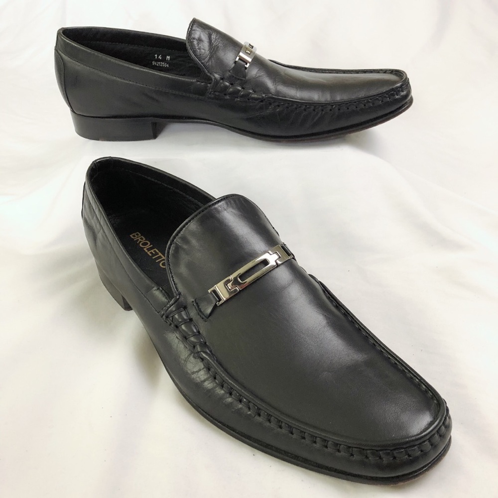 Broletto Italy Black Men’s Loafers Shoes Size 14